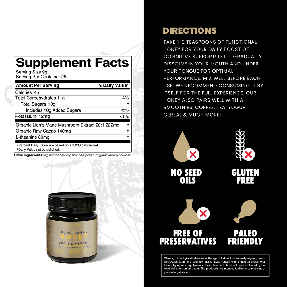 HYVE Mind - Focus & Memory Functional Honey Jar - 8oz